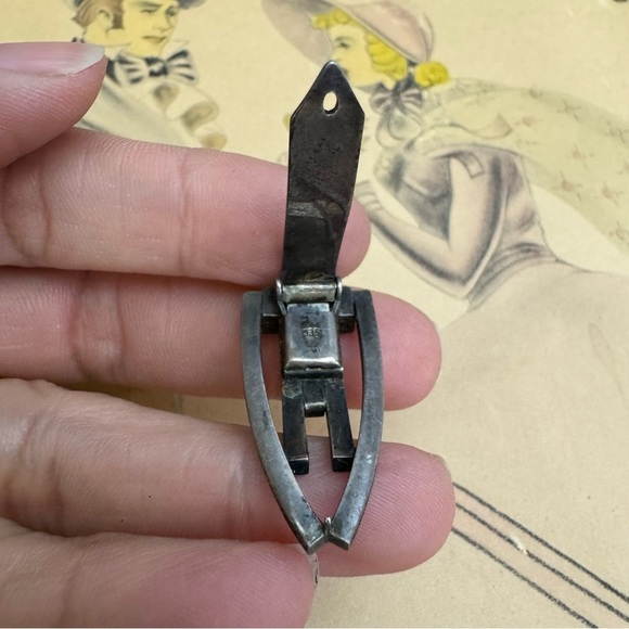 Art Deco Black Onyx Sterling Silver 935 Dress Clip Antique - Picture 6 of 13